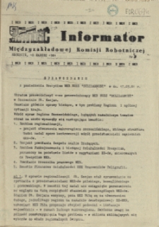 Informator Międzyzakładowej Komisji Robotniczej. 1981 nr 3