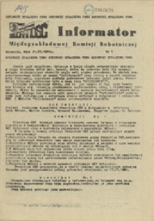 Informator Międzyzakładowej Komisji Robotniczej. 1981 nr 5