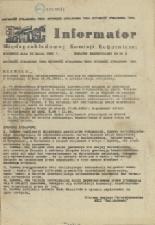 Informator Międzyzakładowej Komisji Robotniczej. 1981 dod. do nr 8