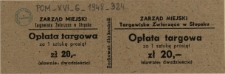 [Bilet] Opłata targowa za 1 sztukę prosiąt