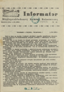Informator Międzyzakładowej Komisji Robotniczej. 1981 nr 12