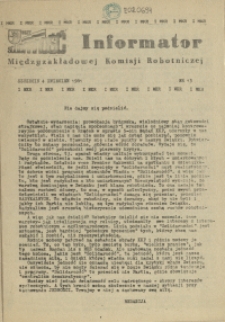 Informator Międzyzakładowej Komisji Robotniczej. 1981 nr 13