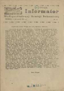 Informator Międzyzakładowej Komisji Robotniczej. 1981 nr 16