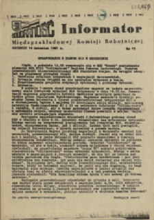 Informator Międzyzakładowej Komisji Robotniczej. 1981 nr 17