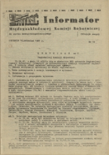 Informator Międzyzakładowej Komisji Robotniczej. 1981 nr 18