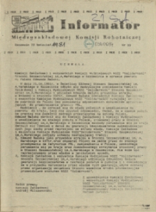 Informator Międzyzakładowej Komisji Robotniczej. 1981 nr 19