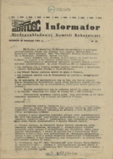 Informator Międzyzakładowej Komisji Robotniczej. 1981 nr 22