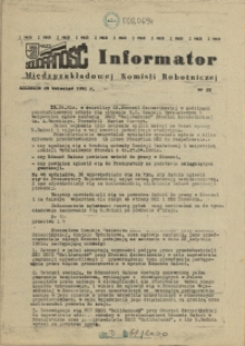 Informator Międzyzakładowej Komisji Robotniczej. 1981 nr 22