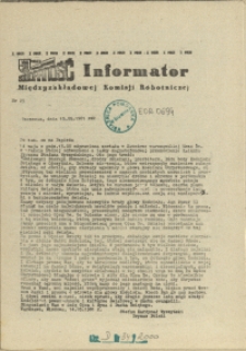 Informator Międzyzakładowej Komisji Robotniczej. 1981 nr 25