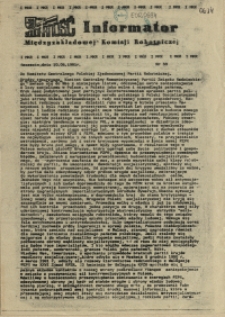 Informator Międzyzakładowej Komisji Robotniczej. 1981 nr 30