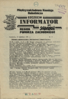 Informator Międzyzakładowej Komisji Robotniczej. 1981 nr 32