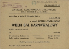 [Zaproszenie. Inc.:] Związek Samopomocy Chłopskiej Koło Grodzkie m. Słupska urządza [...]