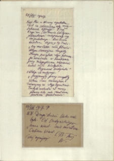 Listy Stanisława Ignacego Witkiewicza do żony Jadwigi z Unrugów Witkiewiczowej. List z 24.08.1927. Kartka pocztowa z 26.08.1927