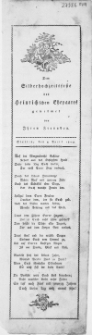 Dem Silberhochzeitsfeste des Heinrichschen Ehepaares : Stettin, den 4. April 1809