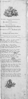 Frohe Empfindungen bei der Hochzeitsfeier unsers theuren Bruders Gustav Friedrich Otto Heyn mit der Demoiselle Schmidt : Danzig, den 14. July 1802