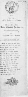 Dem frohen 56sten Geburts-Tage meiner theuern Freundin Maria Elisabeth Ziesemern : Stettin, den 19. September 1803