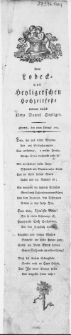 Dem Lobeck- und Heyligerschen Hochzeitfeste : Stettin, den 10ten Februar 1793