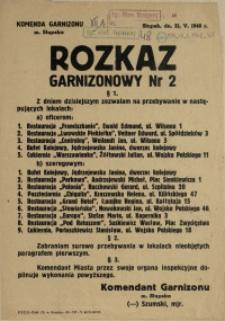 [Afisz] Rozkaz Garnizonowy Nr 2