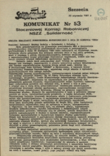 Komunikat Stoczniowej Komisji Robotniczej NSZZ "Solidarność". 1981 nr 53