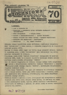 Jedność Stoczniowa : tygodnik NSZZ "Solidarność" Stoczni im. Warskiego. 1981 nr 70