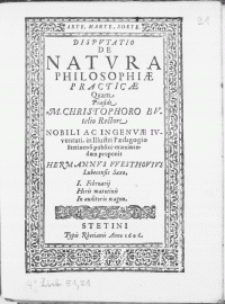 Disputatio De Natura Philosophiae Practicae