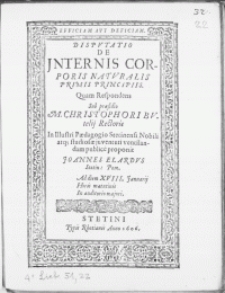 Disputatio De Internis Corporis Naturalis Primis Principiis