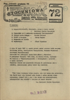 Jedność Stoczniowa : tygodnik NSZZ "Solidarność" Stoczni im. Warskiego. 1981 nr 72