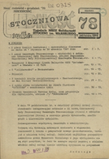 Jedność Stoczniowa : tygodnik NSZZ "Solidarność" Stoczni im. Warskiego. 1981 nr 78