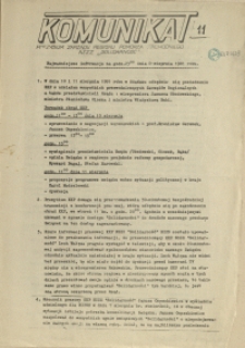 Komunikat Prezydium Zarządu Regionu Pomorza Zachodniego NSZZ "Solidarność". 1981 nr 11