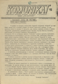 Komunikat Prezydium Zarządu Regionu Pomorza Zachodniego NSZZ "Solidarność". 1981 nr 16