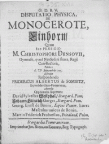 Disputatio physica de Monocerote, Einhorn