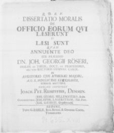 Dissertatio moralis de officio eorum qvi laeserunt et laesi sunt qvam annuente Deo