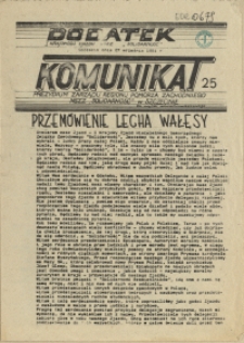 Komunikat Prezydium Zarządu Regionu Pomorza Zachodniego NSZZ "Solidarność". 1981 nr 25