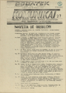 Komunikat Prezydium Zarządu Regionu Pomorza Zachodniego NSZZ "Solidarność". 1981 nr 27