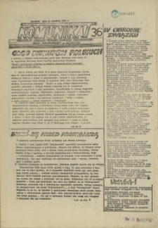 Komunikat Prezydium Zarządu Regionu Pomorza Zachodniego NSZZ "Solidarność". 1981 nr 36