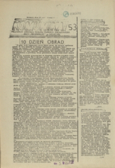 Komunikat Prezydium Zarządu Regionu Pomorza Zachodniego NSZZ "Solidarność". 1981 nr 53