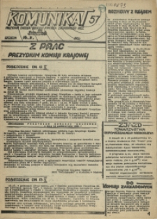 Komunikat Prezydium Zarządu Regionu Pomorza Zachodniego NSZZ "Solidarność". 1981 nr 57