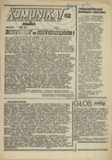 Komunikat Prezydium Zarządu Regionu Pomorza Zachodniego NSZZ "Solidarność". 1981 nr 62