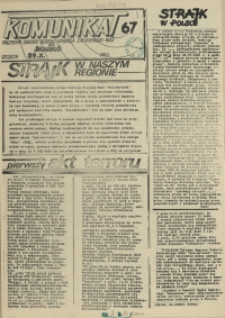 Komunikat Prezydium Zarządu Regionu Pomorza Zachodniego NSZZ "Solidarność". 1981 nr 67