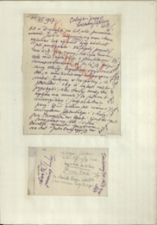 Listy Stanisława Ignacego Witkiewicza do żony Jadwigi z Unrugów Witkiewiczowej. List z 31.12.1927. Kartka z notatnika.