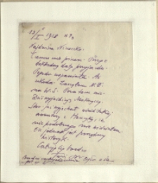 Listy Stanisława Ignacego Witkiewicza do żony Jadwigi z Unrugów Witkiewiczowej. List z 13.01.1928