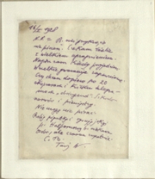 Listy Stanisława Ignacego Witkiewicza do żony Jadwigi z Unrugów Witkiewiczowej. List z 16.01.1928