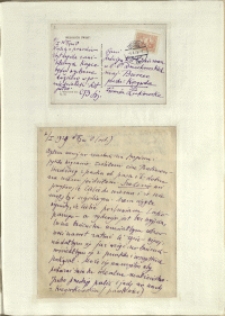 Listy Stanisława Ignacego Witkiewicza do żony Jadwigi z Unrugów Witkiewiczowej. Kartka pocztowa z 05.01.1929. List z 07.01.1929.