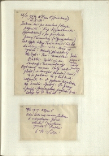 Listy Stanisława Ignacego Witkiewicza do żony Jadwigi z Unrugów Witkiewiczowej. List z 26.01.1929. List z 28.01.1929.