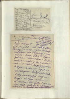 Listy Stanisława Ignacego Witkiewicza do żony Jadwigi z Unrugów Witkiewiczowej. Kartka pocztowa z 25.02.1929. List z 27.02.1929.