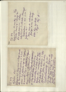 Listy Stanisława Ignacego Witkiewicza do żony Jadwigi z Unrugów Witkiewiczowej. List z 08.10.1929. List z 09.10.1929.
