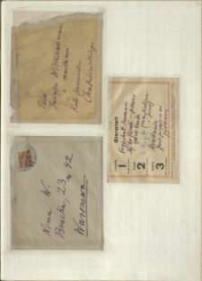 Listy Stanisława Ignacego Witkiewicza do żony Jadwigi z Unrugów Witkiewiczowej. Koperta [b.d.]. Koperta 14.10.1929. Notatka [b.d.].