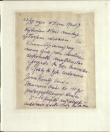 Listy Stanisława Ignacego Witkiewicza do żony Jadwigi z Unrugów Witkiewiczowej. List z 23.06.1930.