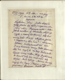 Listy Stanisława Ignacego Witkiewicza do żony Jadwigi z Unrugów Witkiewiczowej. List z 25.06.1930.