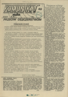 Komunikat Prezydium Zarządu Regionu Pomorza Zachodniego NSZZ "Solidarność". 1981 nr 69